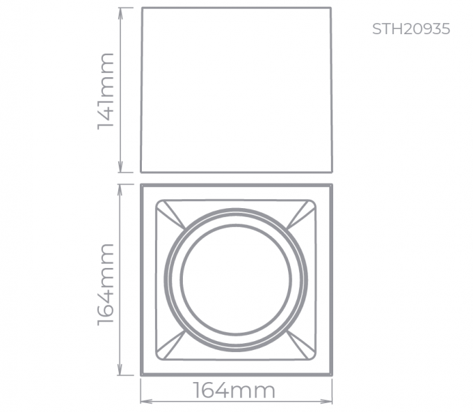 Plafon Sobrepor Stella Square Out AR111 Direcionável 164x164x141mm Preto STH20935PTO