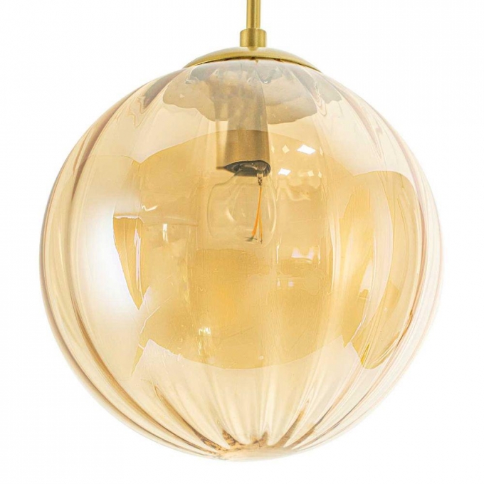 Pendente Starlux Malu 1L E14 Ouro Fosco e Globo Âmbar Ø250mm ZR062-M-AB