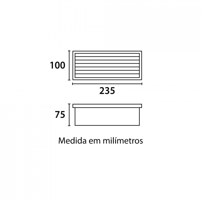 Balizador Embutido Germany Einbau Alumínio e Vidro com Grade Reta 1L E27 IP44 235x100mm 6200230