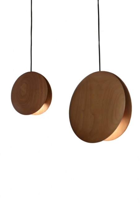 Pendente Nova Home Oyster Madeira Jequitibá 1L E27 Ø230x110mm 3132