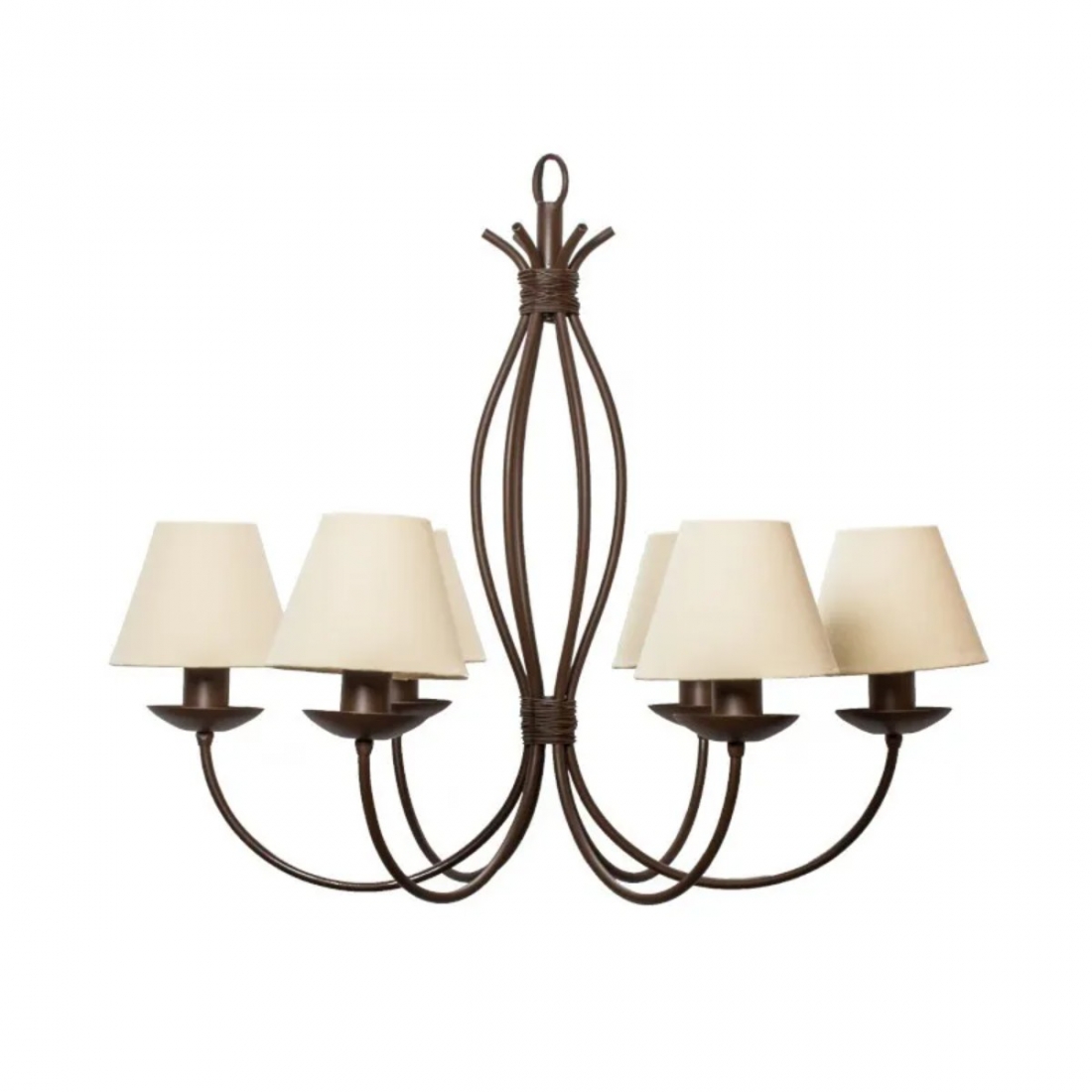 Lustre Foco Metallo Puntas Cúpulas Tecido 6L E27 Ø740x620mm LU 400/6