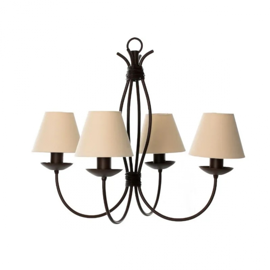 Lustre Foco Metallo Puntas Cúpulas Tecido 4L E27 Ø650x540mm LU 400/4