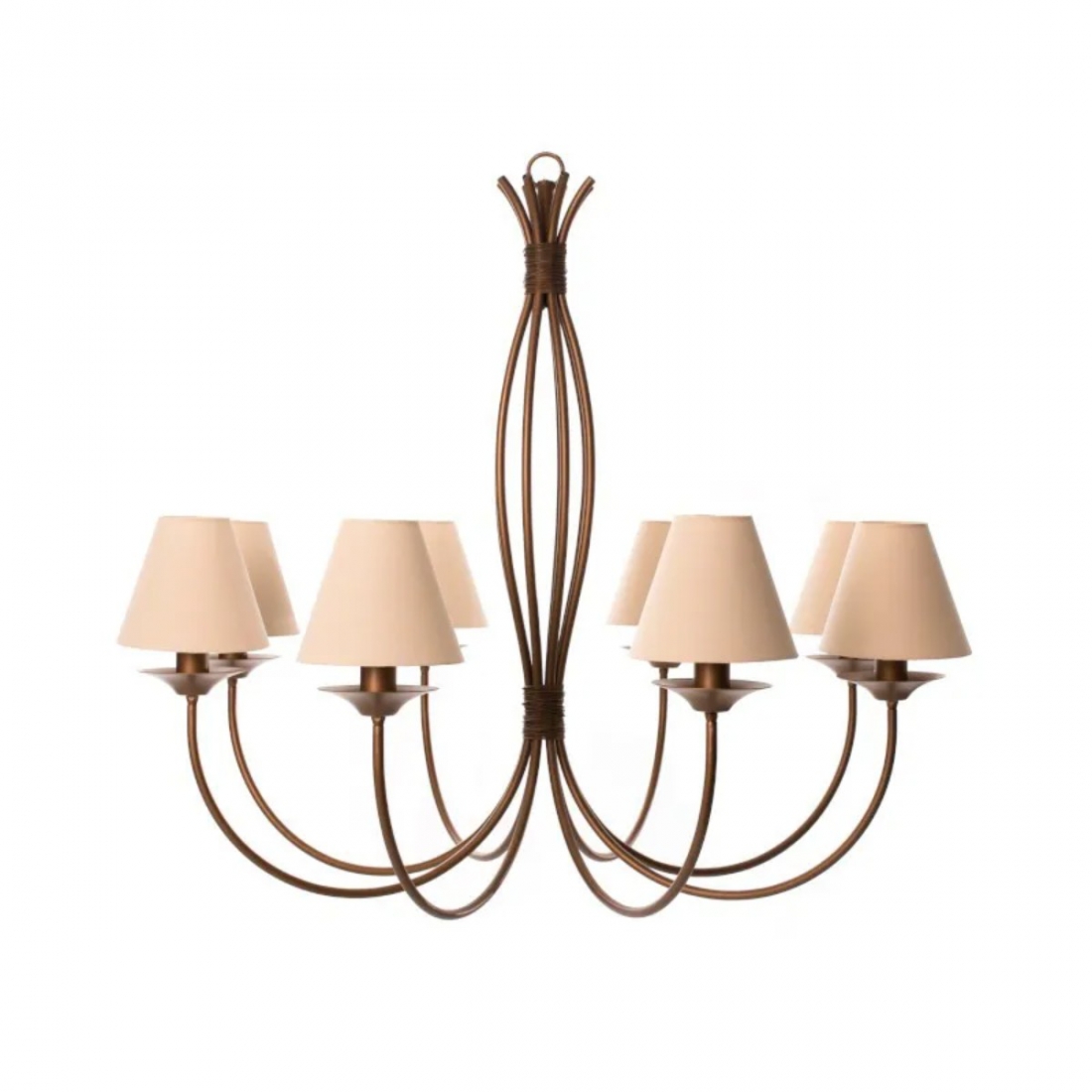 Lustre Foco Metallo Puntas Cúpulas Tecido 8L E27 Ø1000x950mm LU 400/8