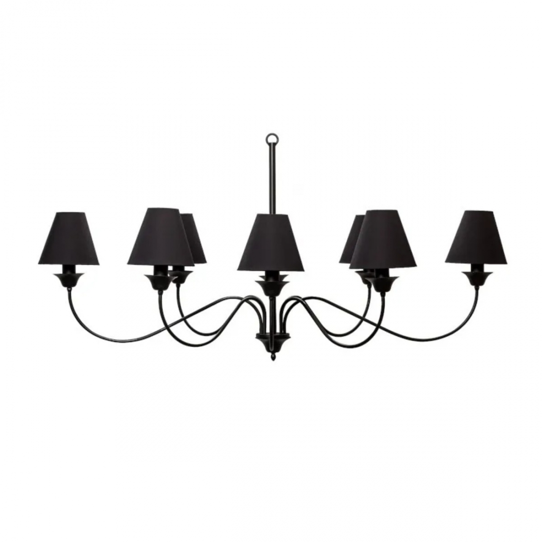 Lustre Horizontal Foco Metallo LU405/8 Cúpulas Tecido 8L E27 1400x670x480mm