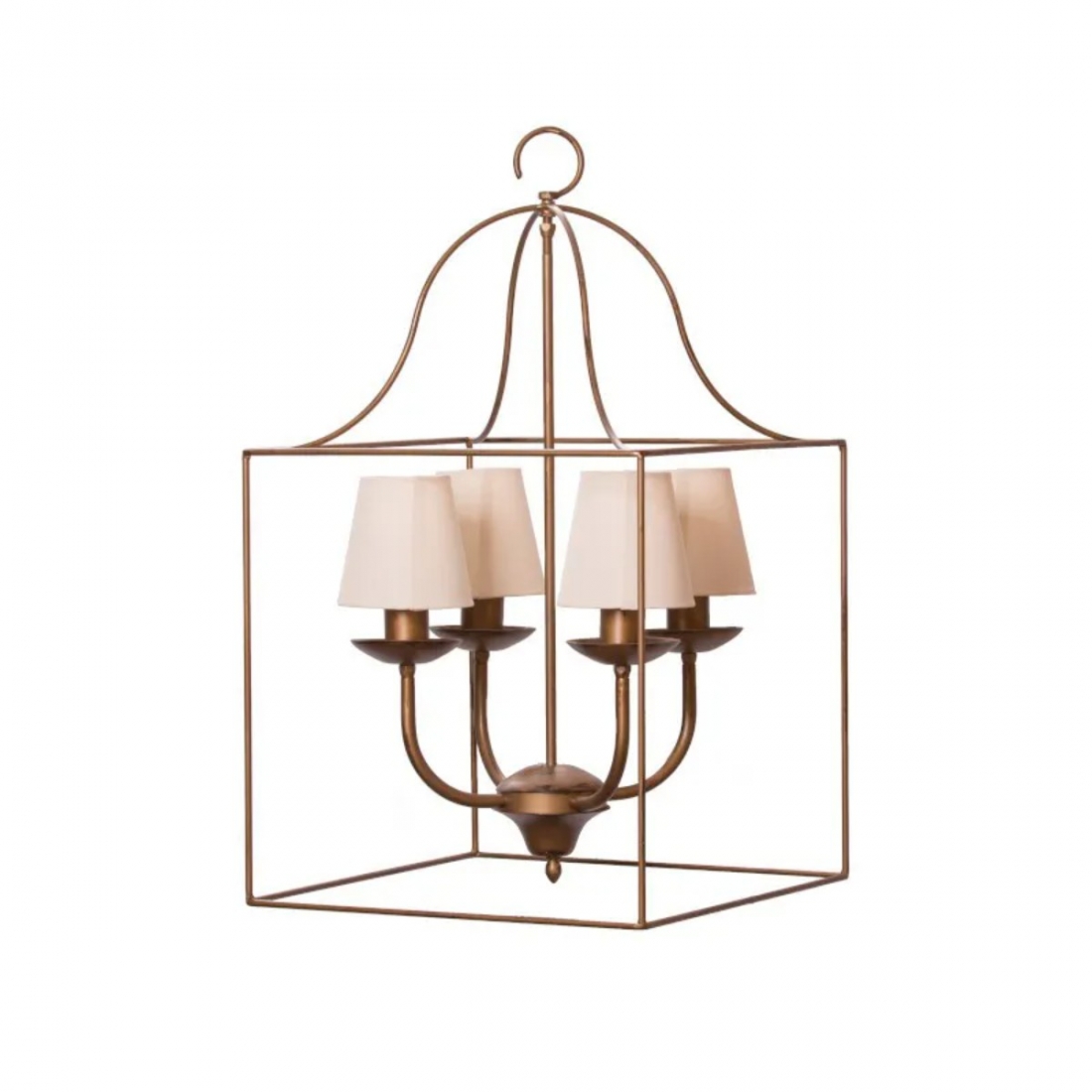 Pendente Foco Metallo Gaiola 4 Braços Metal e Cúpula Tecido 4L E27 400x400mm  PE 504/4