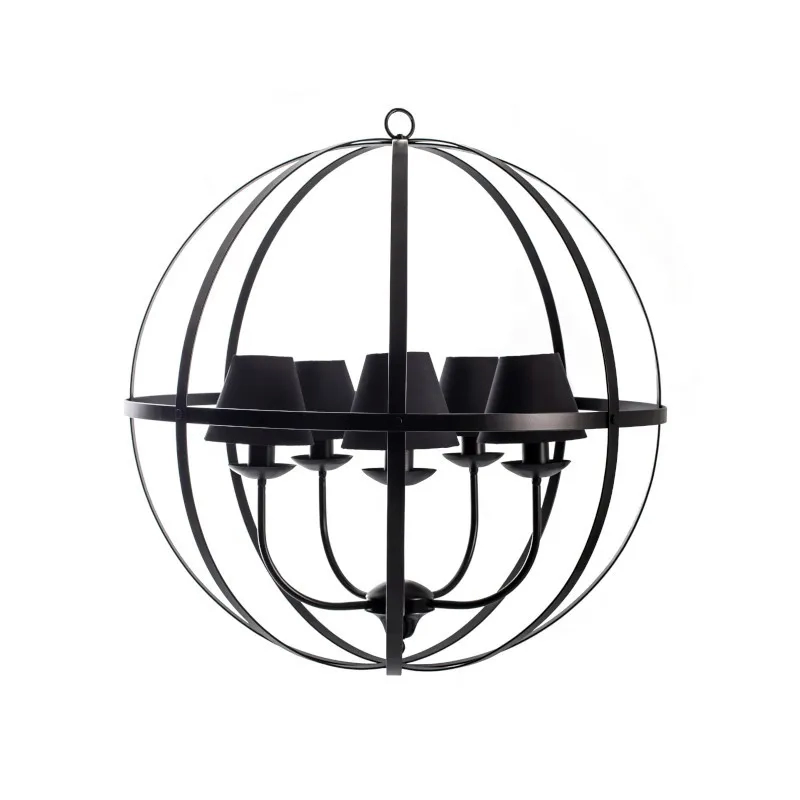 Lustre Foco Metallo Globo G Cúpulas Tecido 5L E27 Ø800x850mm LU 404/5