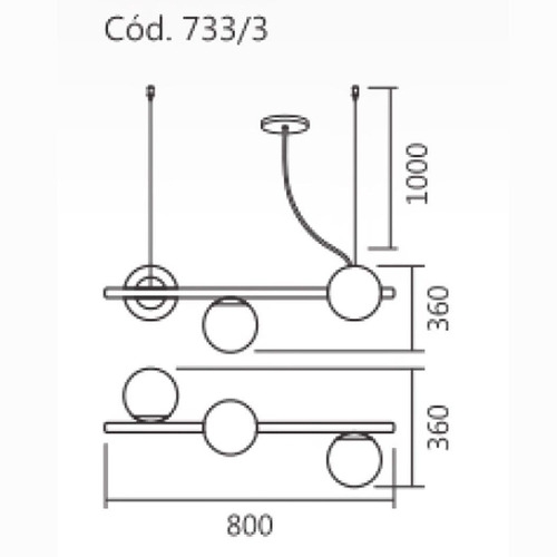 Pendente Spotline Century Jabuticaba 3L E27 800x360x360mm 733/3