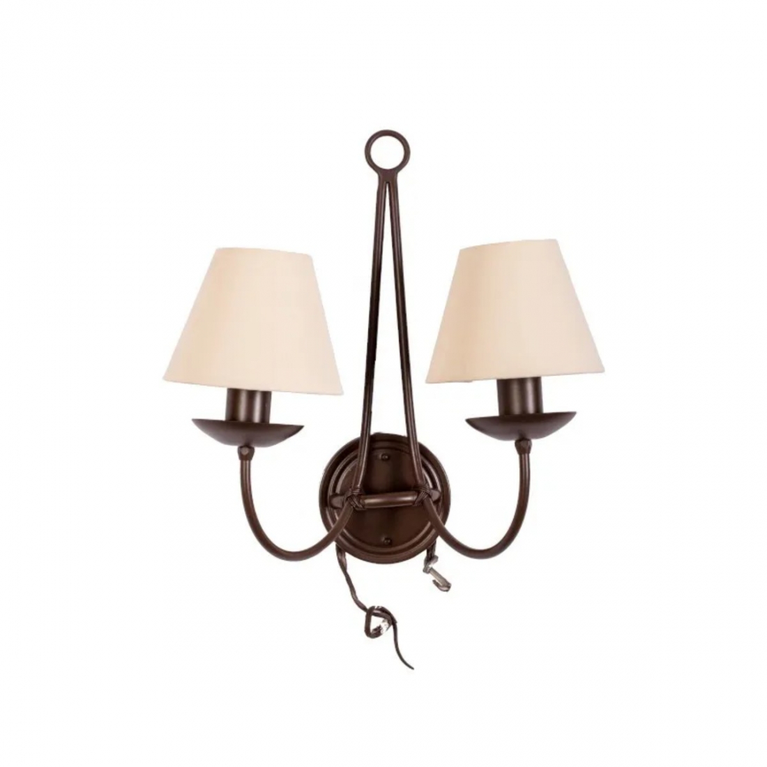 Arandela Foco Metallo Anel Dupla Cúpulas Tecido 2L E27 430x400x240mm AR 101