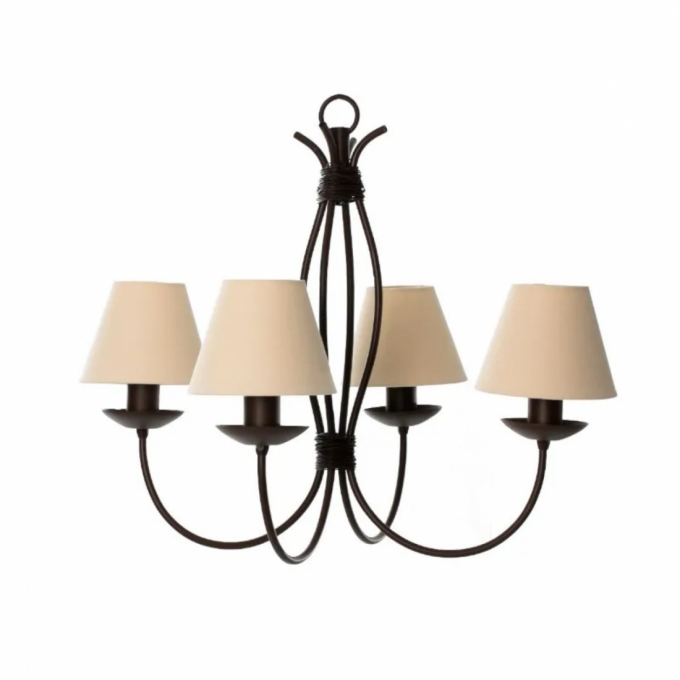 Lustre Foco Metallo Puntas Cúpulas Tecido 4L E27 Ø650x540mm LU 400/4