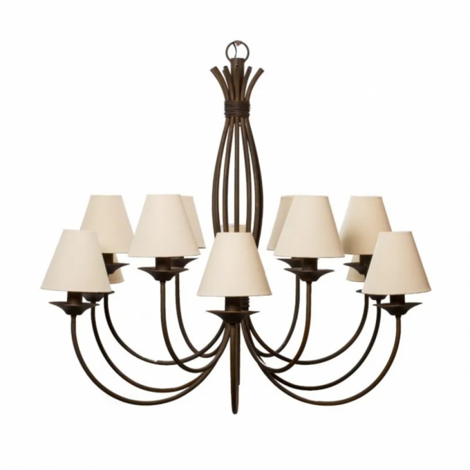 Lustre Foco Metallo Puntas Cúpulas Tecido 12L E27 Ø1180x1000mm LU 400/12
