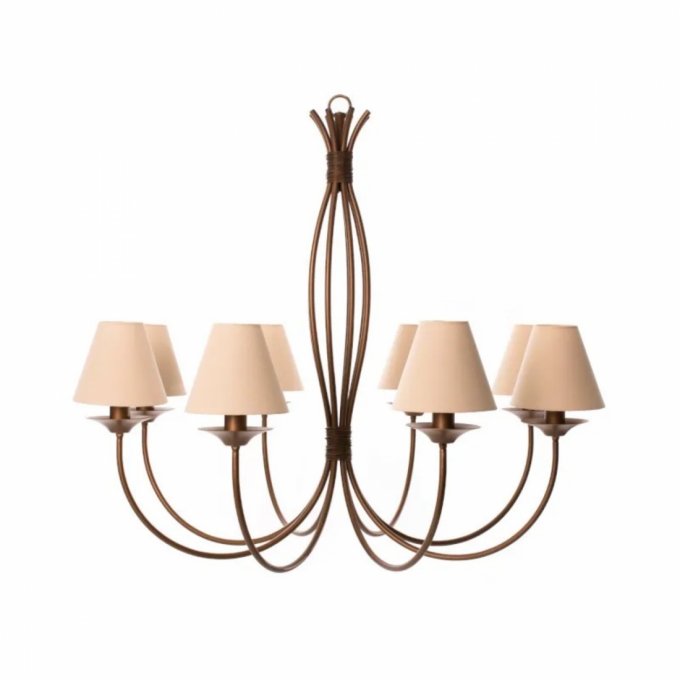 Lustre Foco Metallo Puntas Cúpulas Tecido 8L E27 Ø1000x950mm LU 400/8