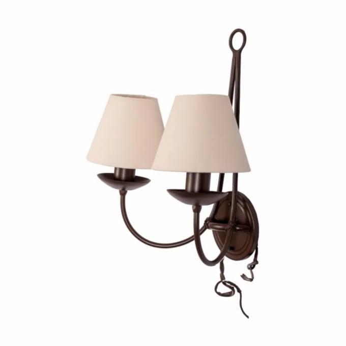 Arandela Foco Metallo Anel Dupla Cúpulas Tecido 2L E27 430x400x240mm AR 101