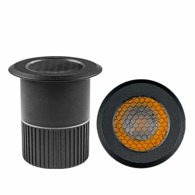 Embutido de Solo Stella Focco Grid 5 Watts 3000K IP67 12° Bivolt Grade Antiofuscante Preto STH8716/30