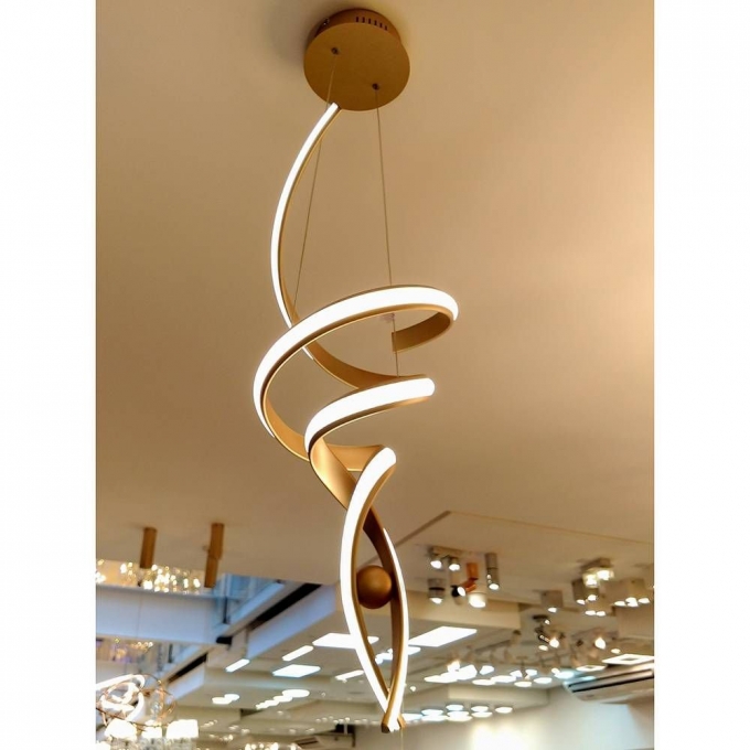 Pendente Bella Fluire Dourado 30 Watts 3000K Ø280x740mm RE005