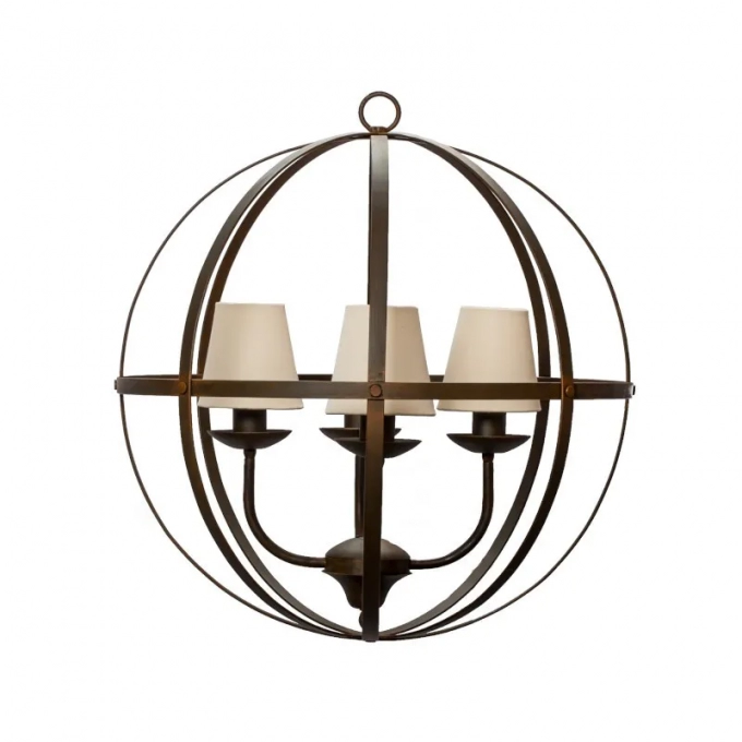 Lustre Foco Metallo Globo Cúpulas Tecido Branco 4L E27 Ø600x650mm LU 404/4