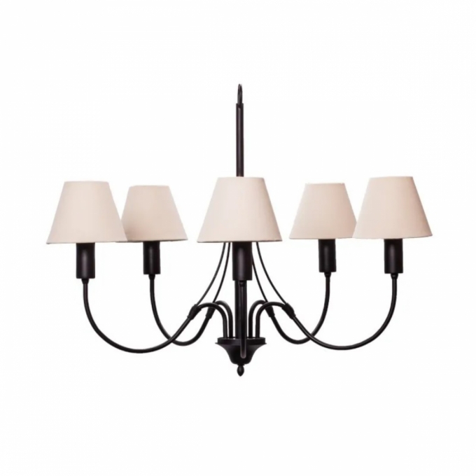 Lustre Foco Metallo Torre Cúpulas Tecido 5L E27 Ø800x600mm LU 408