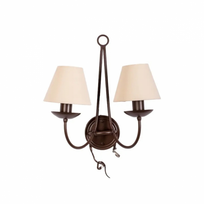 Arandela Foco Metallo Anel Dupla Cúpulas Tecido 2L E27 430x400x240mm AR 101