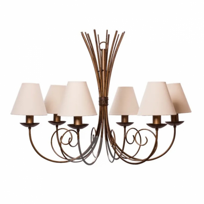 Lustre Foco Metallo Neo Cúpulas Tecido 6L E27 Ø940x660mm LU 406/6
