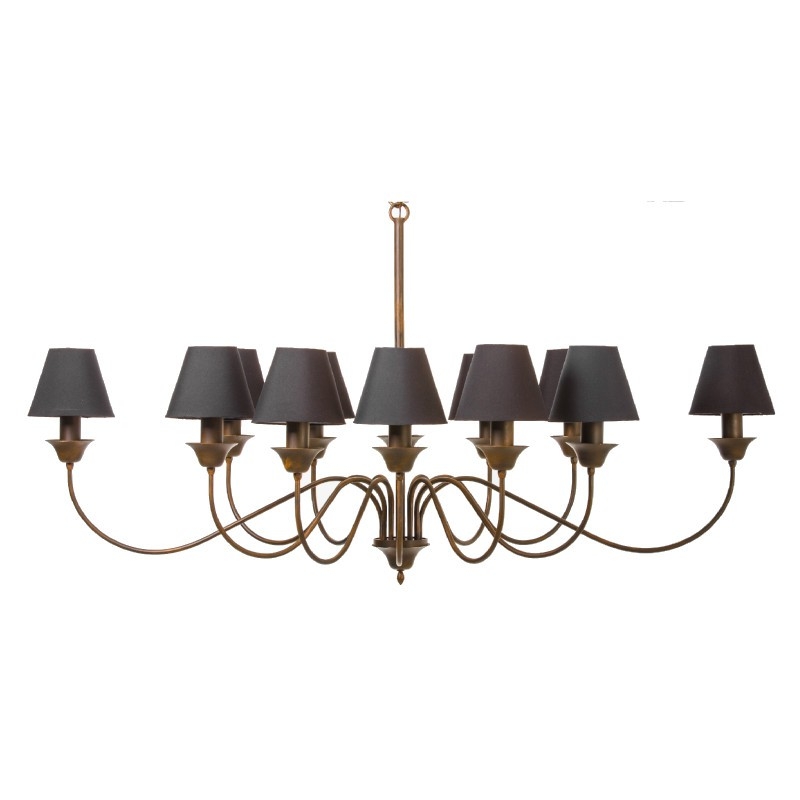 Lustre Foco Metallo Horizontal Cúpulas Tecido 12L E27 1400x780x690mm LU 405/12