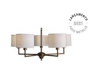 Lustre Foco Metallo Vicenza Cúpulas Tecido 5L E27 Ø800x420mm LU 423