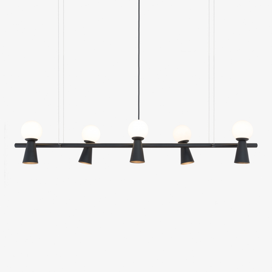 Pendente Golden Art Pivô 5L G9 e 5L Dicróica 1200mm Globo Ø100mm T9900-5PI