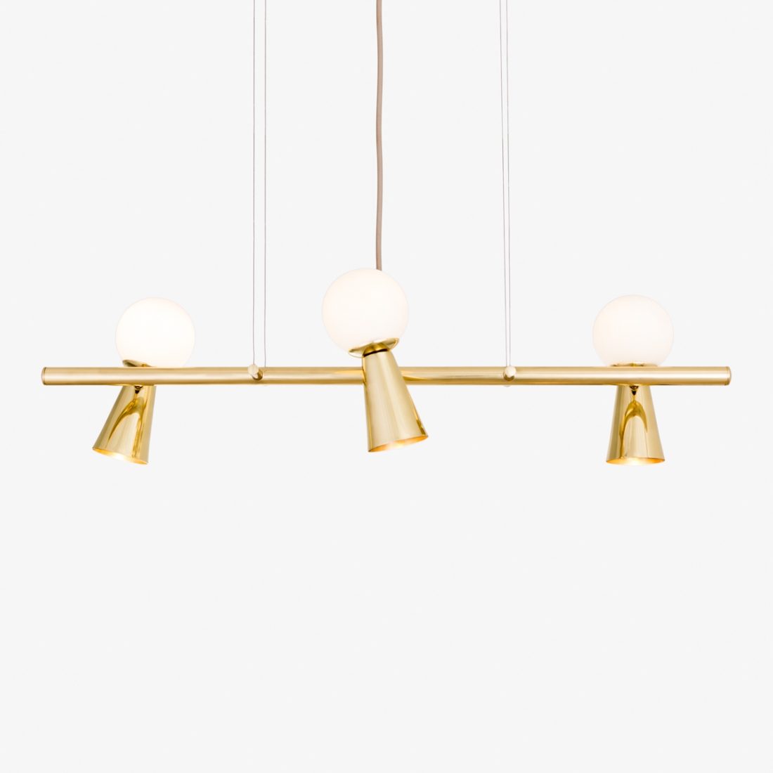 Pendente Golden Art Pivô 3L G9 e 3L Dicróica 800mm Globo Ø100mm T9900-3PI