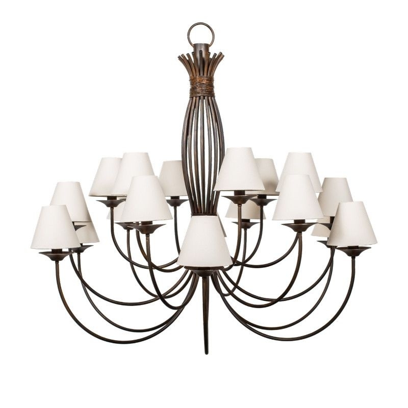Lustre Foco Metallo Puntas Cúpulas Tecido 24L E27 Ø1740x1550mm LU 400/24