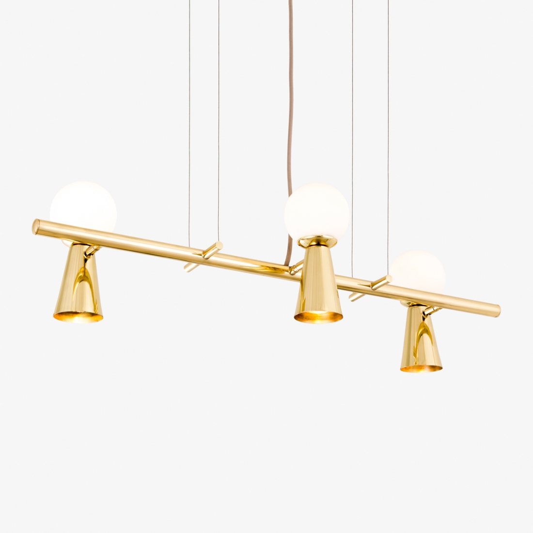 Pendente Golden Art Pivô 3L G9 e 3L Dicróica 800mm Globo Ø100mm T9900-3PI