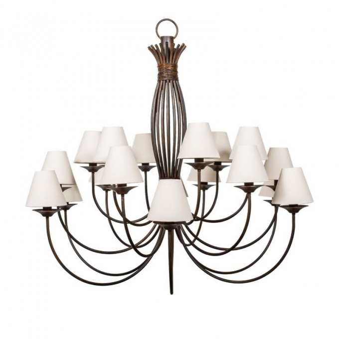 Lustre Foco Metallo Puntas Cúpulas Tecido 24L E27 Ø1740x1550mm LU 400/24