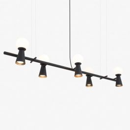 Pendente Golden Art Pivô 5L G9 e 5L Dicróica 1200mm Globo Ø100mm T9900-5PI