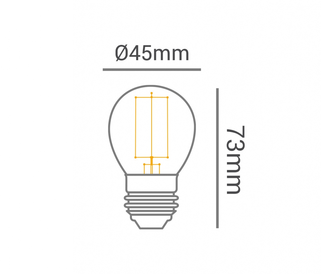 Lâmpada Opus Bolinha G45 Filamento 2 watts 2400K Ø45x73mm OPS 34843