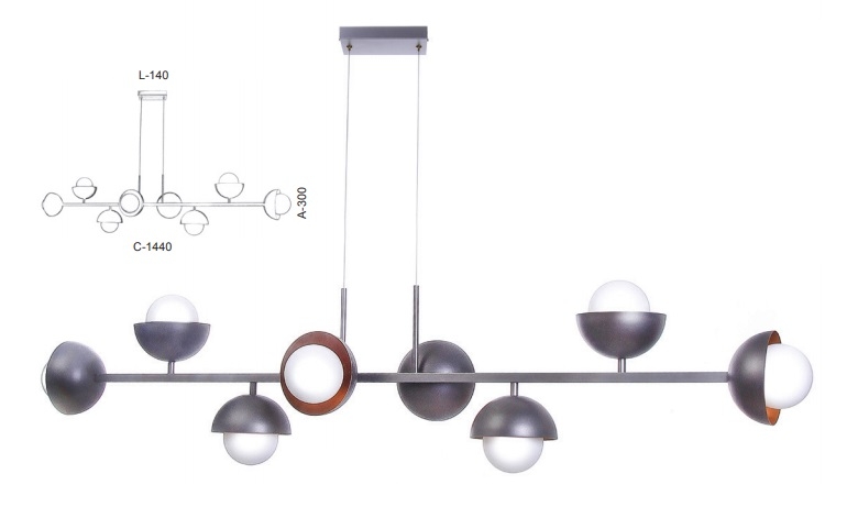 Pendente Old Artisan Jabuticaba 8L G9 1440mm PD-5521 