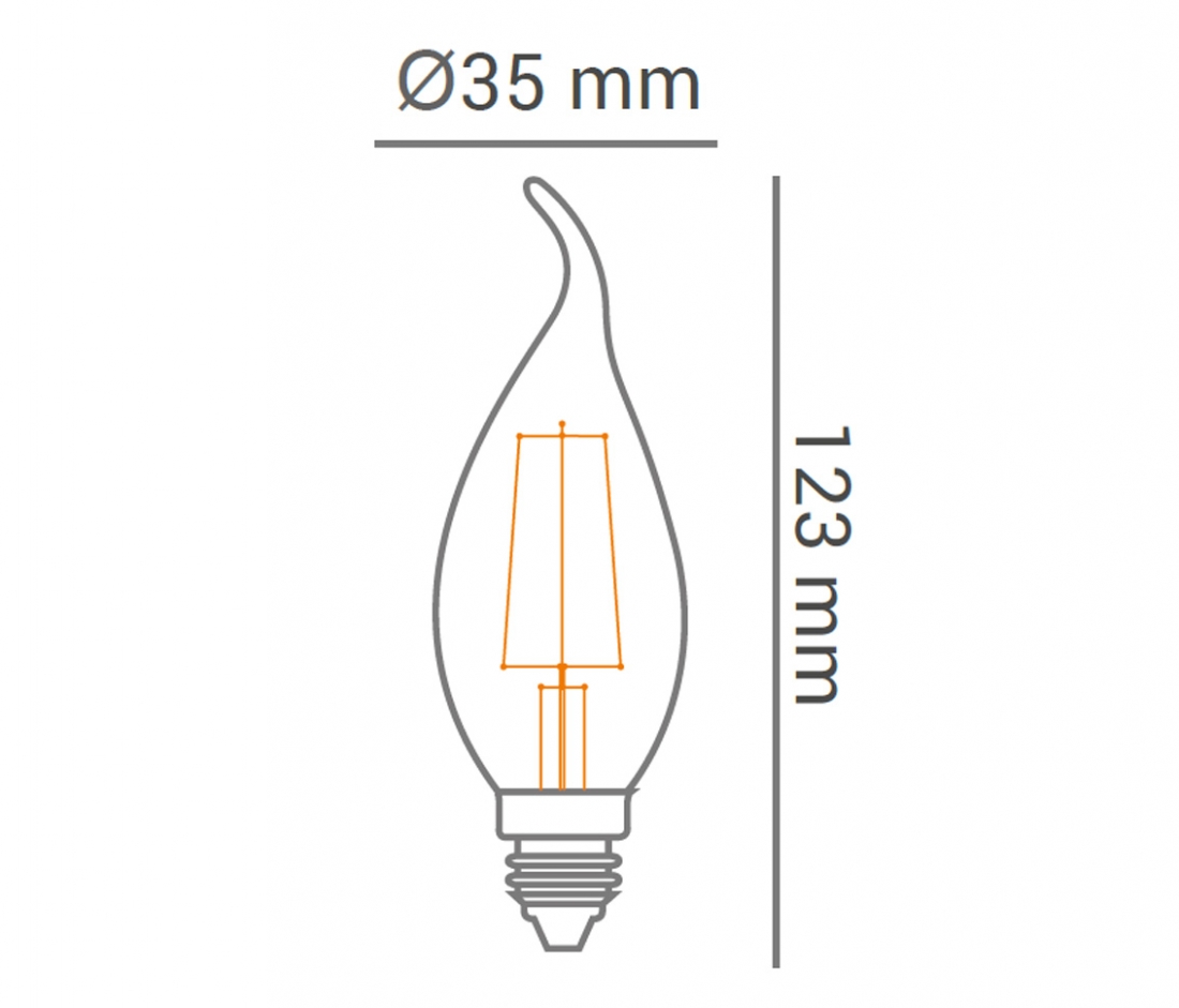 Lâmpada Opus Vela Chama Filamento Bivolt 4 watts E14 2400K Ø35x123mm OPS 31859