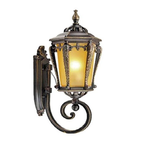 Arandela Lighting Store Alumínio Fundido Envelhecido e Vidro Fosco Âmbar 1L E27 310x600mm LO-1297
