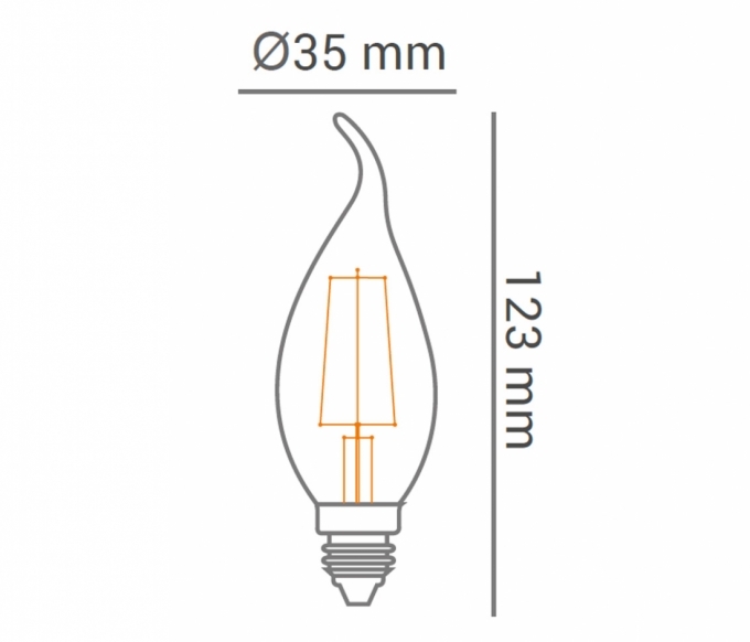 Lâmpada Opus Vela Chama Filamento Bivolt 4 watts E14 2400K Ø35x123mm OPS 31859