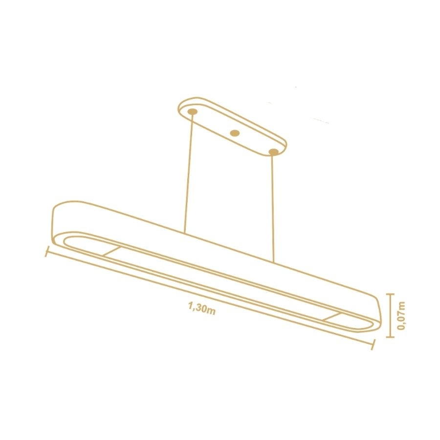 Pendente Madelustre Rettangolare Grande Madeira 1L Tubular T8 1300mm 2983