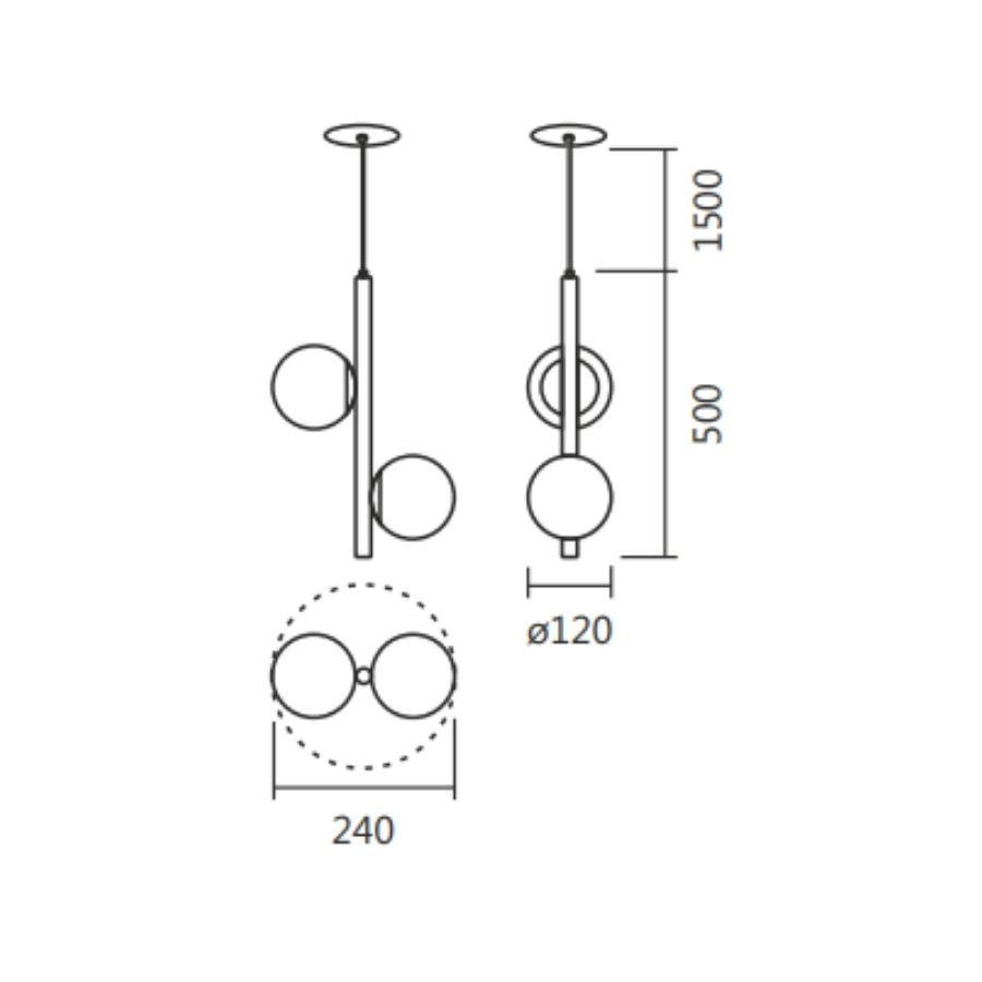 Pendente Spotline Double Globo Ø120mm 2L G9 120X500mm 800/2