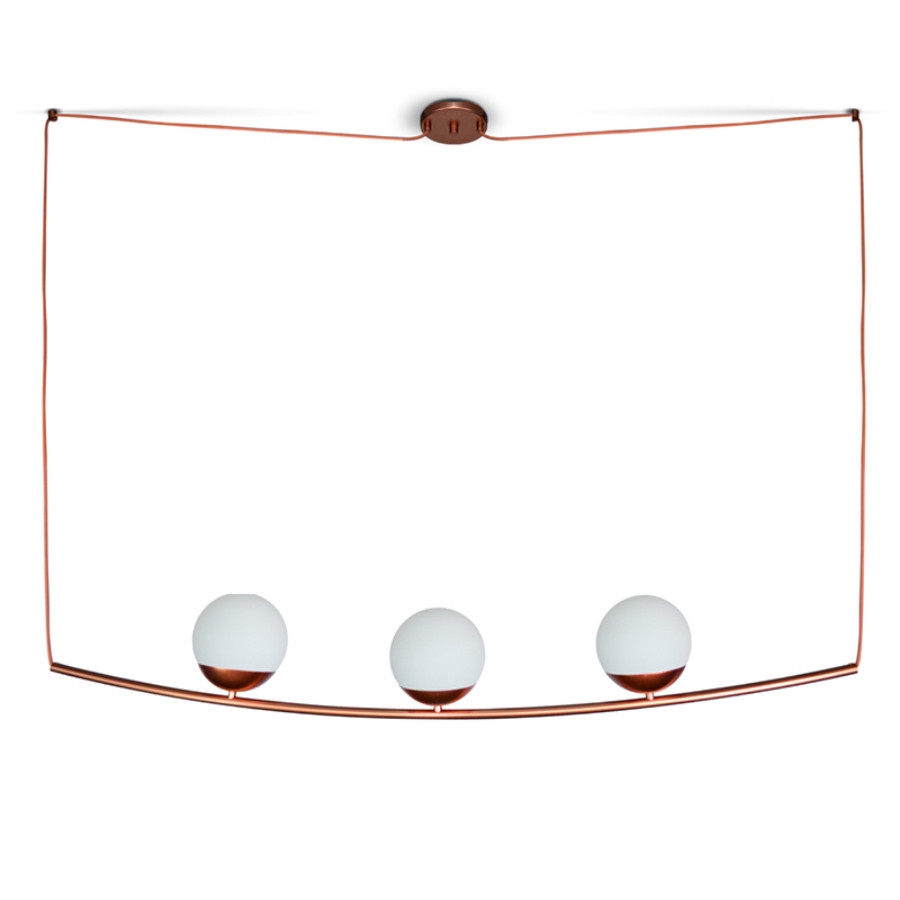 Pendente Itamonte Rapio 3L G9 1240x180mm Esfera Ø150mm Vidro Leitoso Fosco 473/3