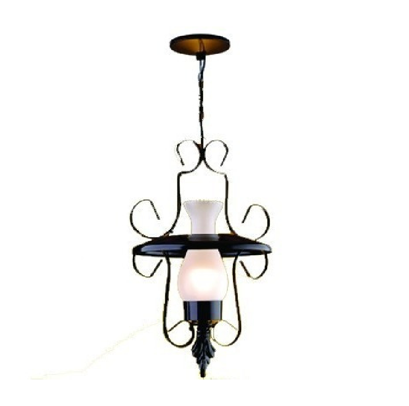 Pendente Ideal Colonial Texas Aço Fosfatizado e Vidro 1L E27 Ø320X660mm L-R-2 C/V VT