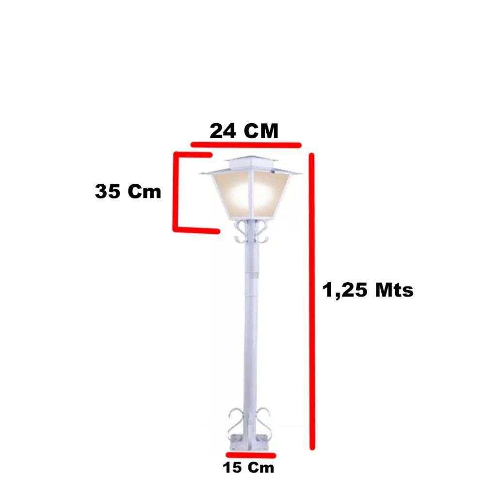 PPoste Ideal Colonial Externo Aço Fosfatizado e Termoplástico 1L E27 1200x240x240mm P-7