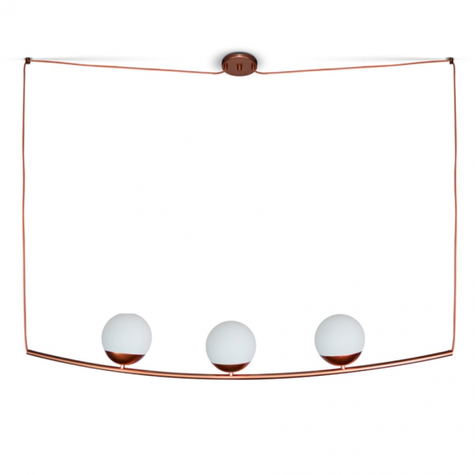 Pendente Itamonte Rapio 3L G9 1240x180mm Esfera Ø150mm Vidro Leitoso Fosco 473/3