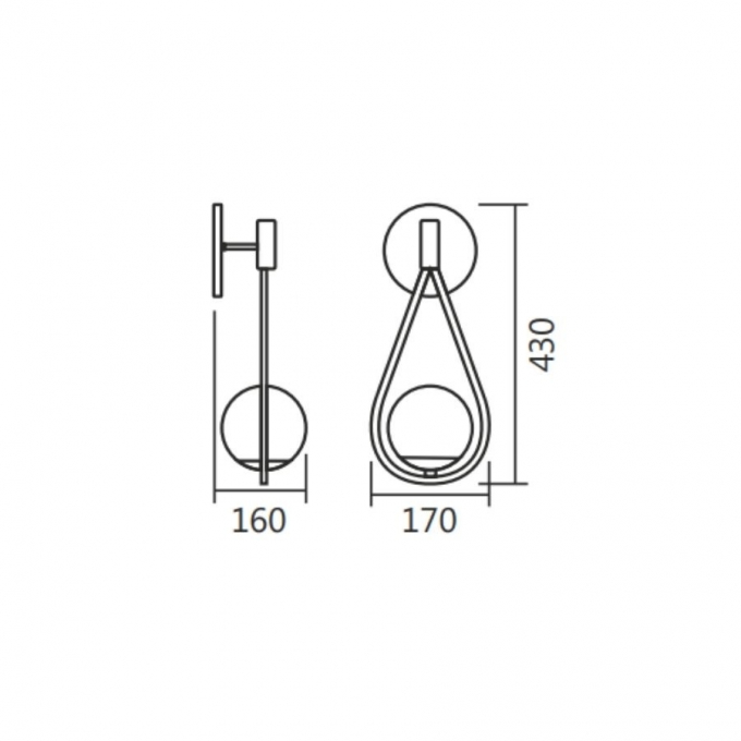 Arandela Spotline Gota 1L G9 170X430X160mm 820/1 