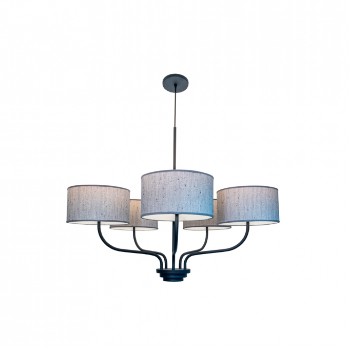 Lustre Munclair Versos 5L E27 Cúpula Tecido Cru Ø810x680mm Expedito Bezerra 1267-5