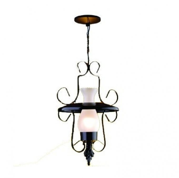 Pendente Ideal Colonial Texas Aço Fosfatizado e Vidro 1L E27 Ø320X660mm L-R-2 C/V VT