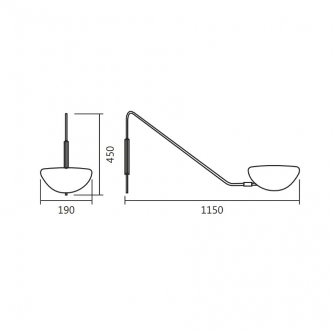 Arandela Spotline Dome 1L G9 190X1150X450mm 835/1 