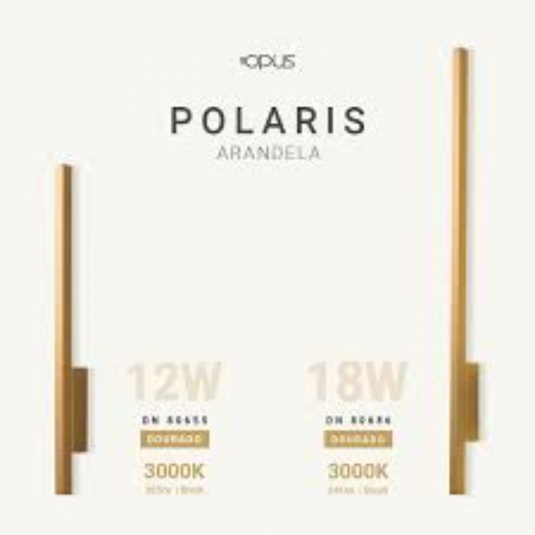 Arandela Opus LED Polaris 18 Watts 3000K 860mm Dourado OPS 80686