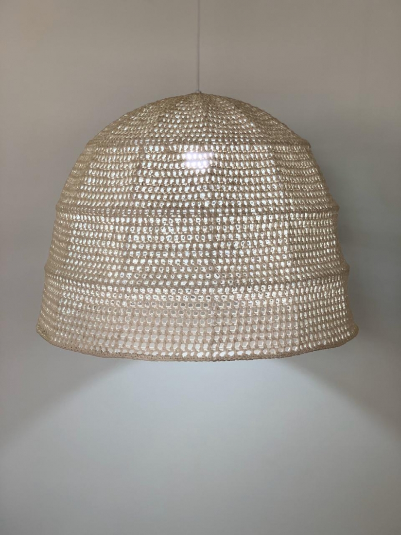 Pendente Quarto Crescente Tulum com Trama de Crochê Artesanal Ø650mm PN-1165