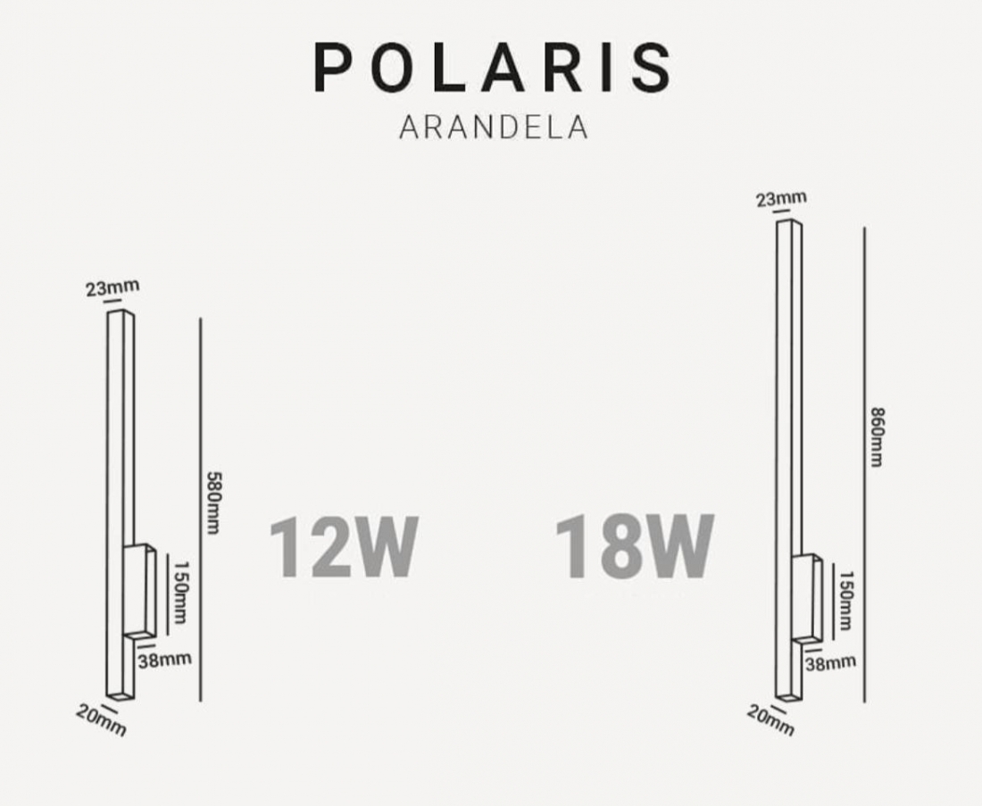 Arandela Opus LED Polaris 12 Watts 3000K 580mm Dourado OPS 80655