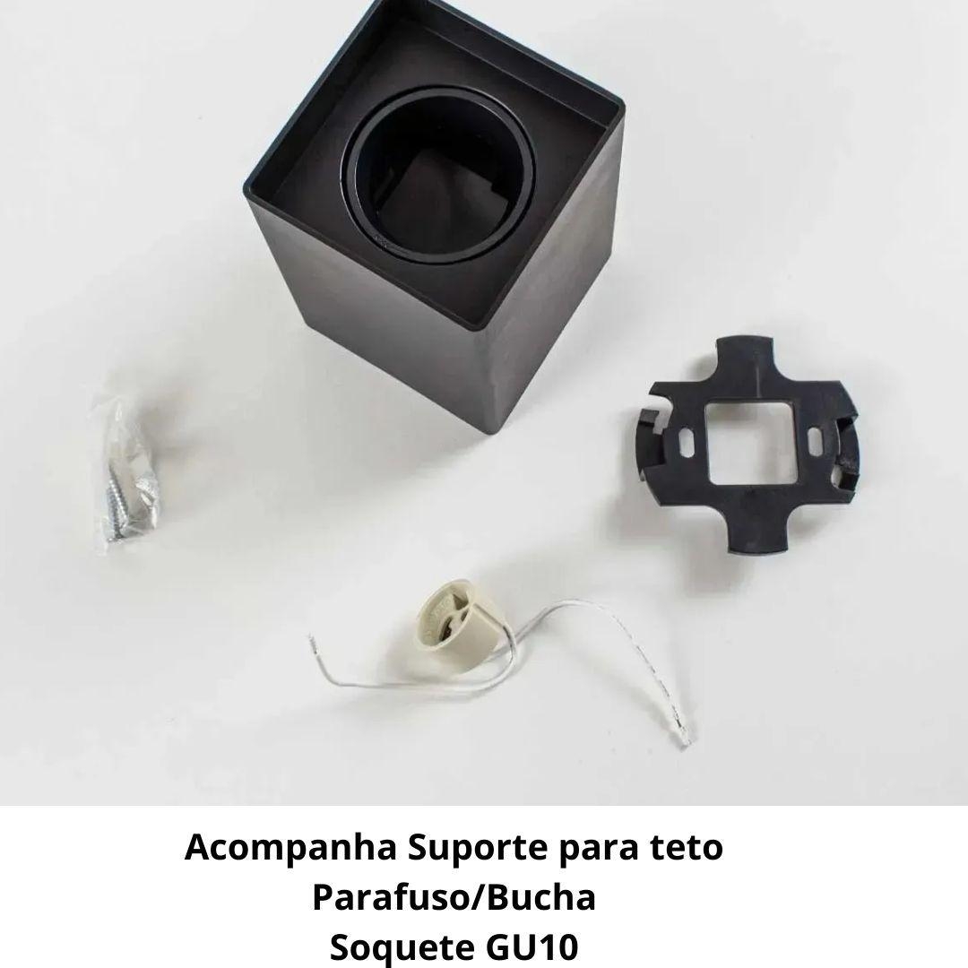 Spot Sobrepor Opus LED Policarbonato MR16 Preto 80x80x125mm OPS 80280