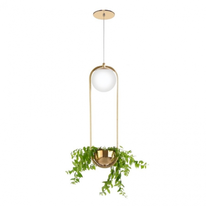 Pendente Old Artisan com Suporte para Planta 1L G9 520mm Globo Ø120mm PD-5434 